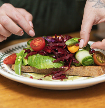 Loaded Avocado Toast with Beetroot Kraut & Basil Oil