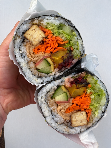 Autumn Sushi Burrito with Spicy Beetroot Kraut