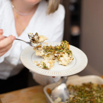 Creamy Cashew Cauliflower Cheese with Herbed Nutty Crumb