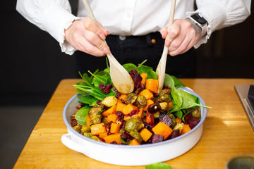 Roasted Sprout Salad with Orange Balsamic Dressing
